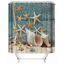 Пляжный душ шторка для ванной Декор Водонепроницаемая Раковина Морская звезда оболочка полиэстер ткань морские экраны 3D печатных занавес