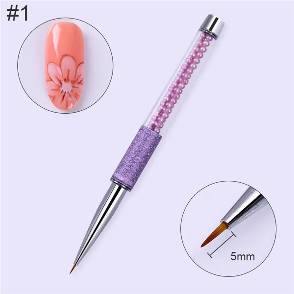BORN PRETTY 1 шт. градиентный веер для рисования, карандаш для ногтей, фиолетовая кисть для рисования, жемчужные стразы, ручка для маникюра, инструменты для дизайна ногтей, наборы - Цвет: Pattern1