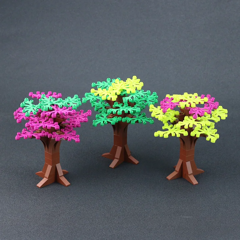 

City MOC Block Bricks Flowers Tree Bush Trees Green Rose Red Leaves Branch Trees Action Figure Building Blocks Toys Kids Gifts