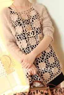 2012 autumn new hook flower splicing mohair women sweaters |