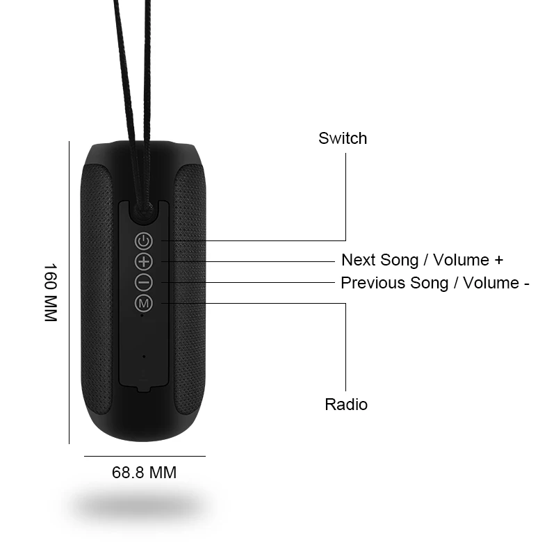 Беспроводная Bluetooth колонка 10 Вт водонепроницаемая стерео сабвуфер громкий