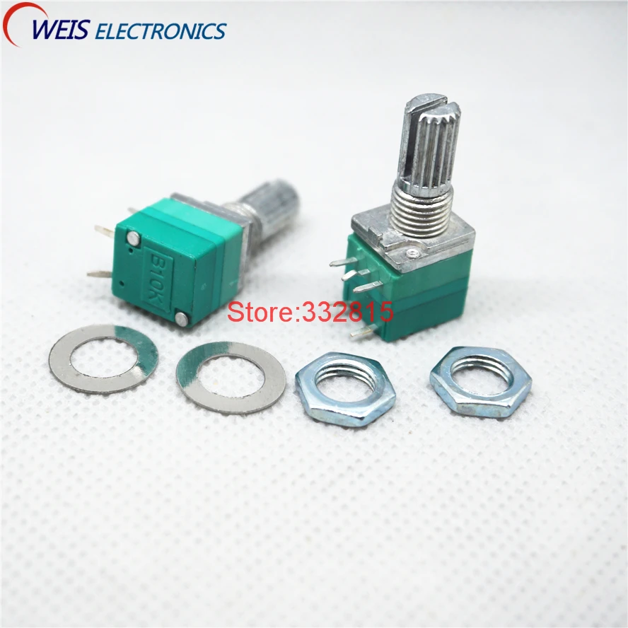 

10PCS RV097NS 10K Single union potentiometer B10K knob switch for sound Power amplifier handle length 15mm RK0971110F15C0B103
