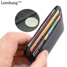 Leeshang100%Genuine Leather Coin Purses Holders Credit Card Holder Leather Thin Bank Card Holder Wallet Men Thin Card ID Holders