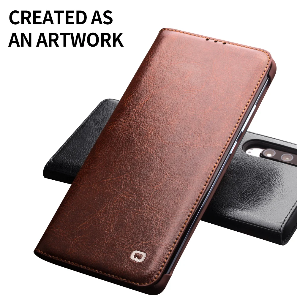 Skup Naturalna skóra qialino ultra cienki telefon pokrywa dla Huawei P30 Pro 6.47 cal luksusowe ręcznie etui z klapką dla Huawei P30 6.1 cal