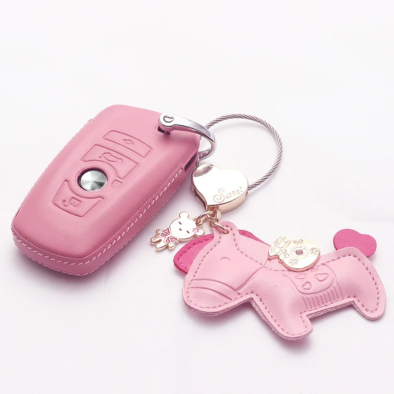 

2 Button Leather Smart Key Case Cover for BMW 525li New 3 Series 5 Series 7 Series X6 X3 X4 Car Key Protective Shell Holder Ring