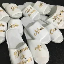 На заказ Французский Испанский Свадебный невесты тапочки для спа Matron of honor цветок девушка Ночь девичник вечерние сувениры