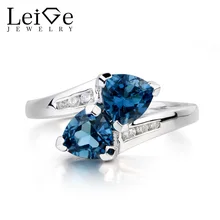 Leige Jewelry Wedding Ring London Blue Topaz November Birthstone Ring Trillion Cut Blue Gemstone 925 Sterling Silver Ring Gifts