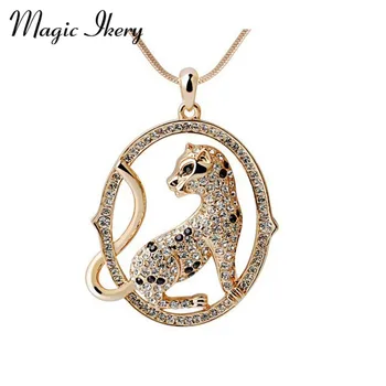 

Magic Ikery Crystal necklace Bohemian long necklace Leopard sweater chain necklaces pendants Fashion Jewelry for women MK00028
