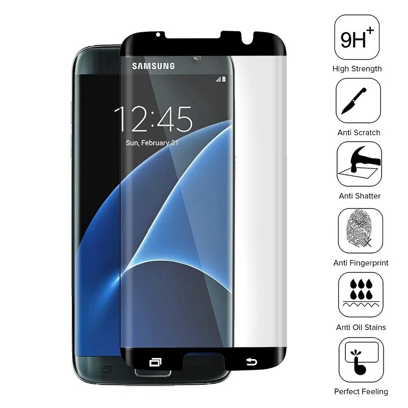3D Curved Clear Full Glue Tempered Glass For Samsung Galaxy S7 edge S7edge Completely Adhesive Screen Protector Case Friendly