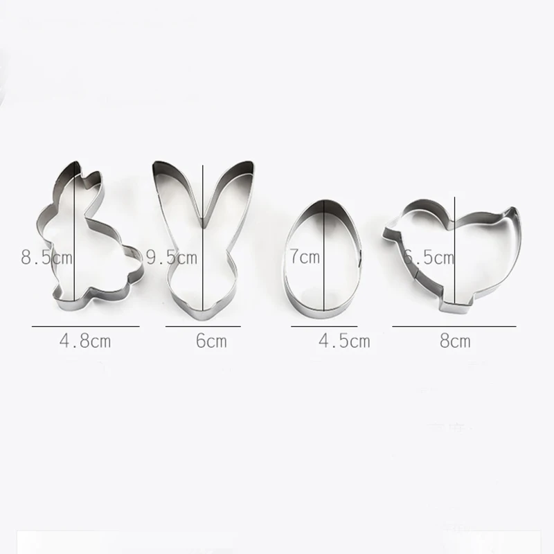 4PCSSet Happy Easter Rabbit Biscuit Cookie Mold Stainless Steel Easter Eggs 3D Cookie Cutter Baking decorations for Home Drop (7)