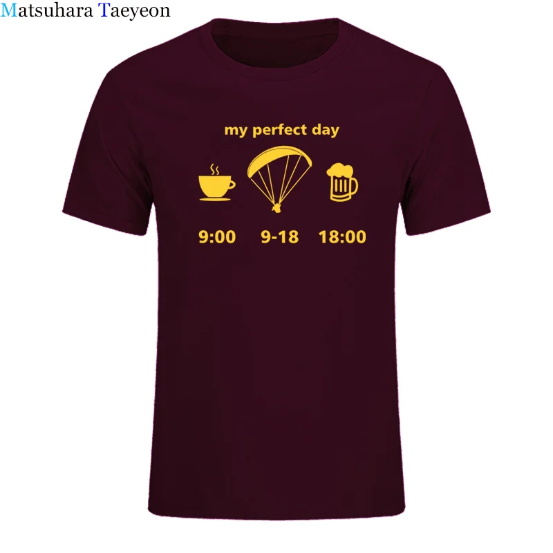 Мужская футболка хорошего качества, хлопок, летняя футболка с принтом my perfect paragliding day, Мужская футболка с короткими рукавами, топы, футболка TO09 - Цвет: 13