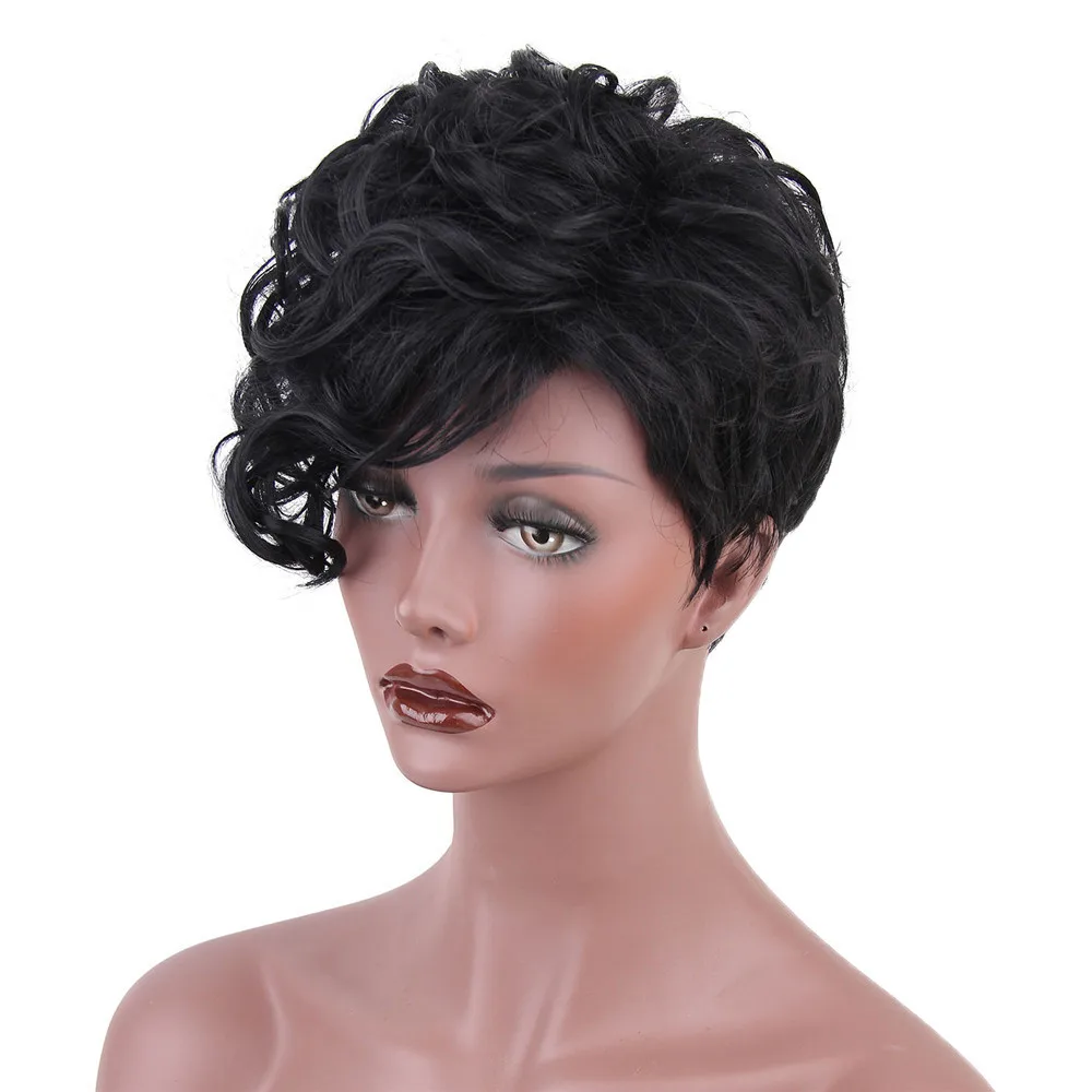 Hair Care Wig Stands Women Short Black Front Curly Hairstyle Synthetic