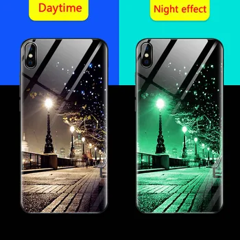 

Luminous Glass Case For iPhone SE 2020 7 8 Plus Luxury Back Cover For iPhone 12 11 Pro Max 12 Mini XS XR XSMAX Phone Cases Coque