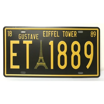 

6X12inch Retro Vintage Effiel Tower ET 1889 Tin Signs for Bar Coffee Home Decor License Plates Matel Sign Plaque JY-011