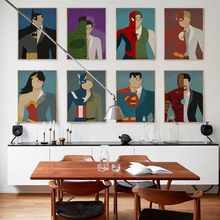 дешево! Супермен Герой Wall Art Холст Картины Плакаты И Принты Мультфильм Бэтмен Nordic Плакат Настенные