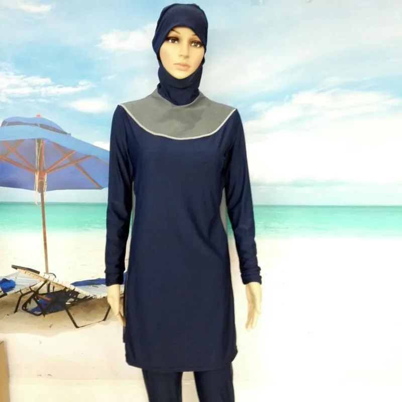 S-4XL купальный костюм с хиджабом, скромный Мусульманский купальник, купальный костюм, длинный рукав, Vetement Islamique Femme, платье хиджаб мусульманский для плавания