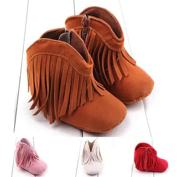 2017 New Fashion Newborn Baby Girl Shoes Tassel Soft Sole Boots Prewalker baby girl boots Fashion Boots Dropshipping #20
