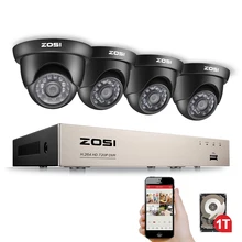 ZOSI 8CH Security Camera System HD-TVI 1080N Video DVR recorder 1TB HDD with 4x HD 1280TVL 720P Indoor Outdoor CCTV Cameras