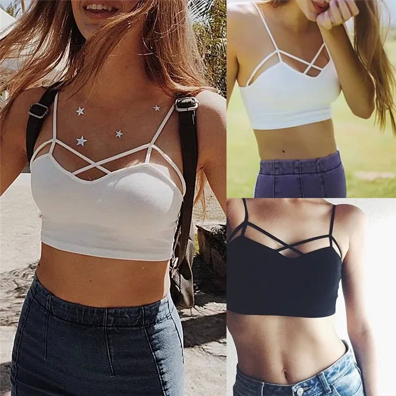 

Sexy Black White Stripe Black Cropped Tops Tank Top Women Cheap Blusas Female Strappy Bra Bralette Bustier Crop Top