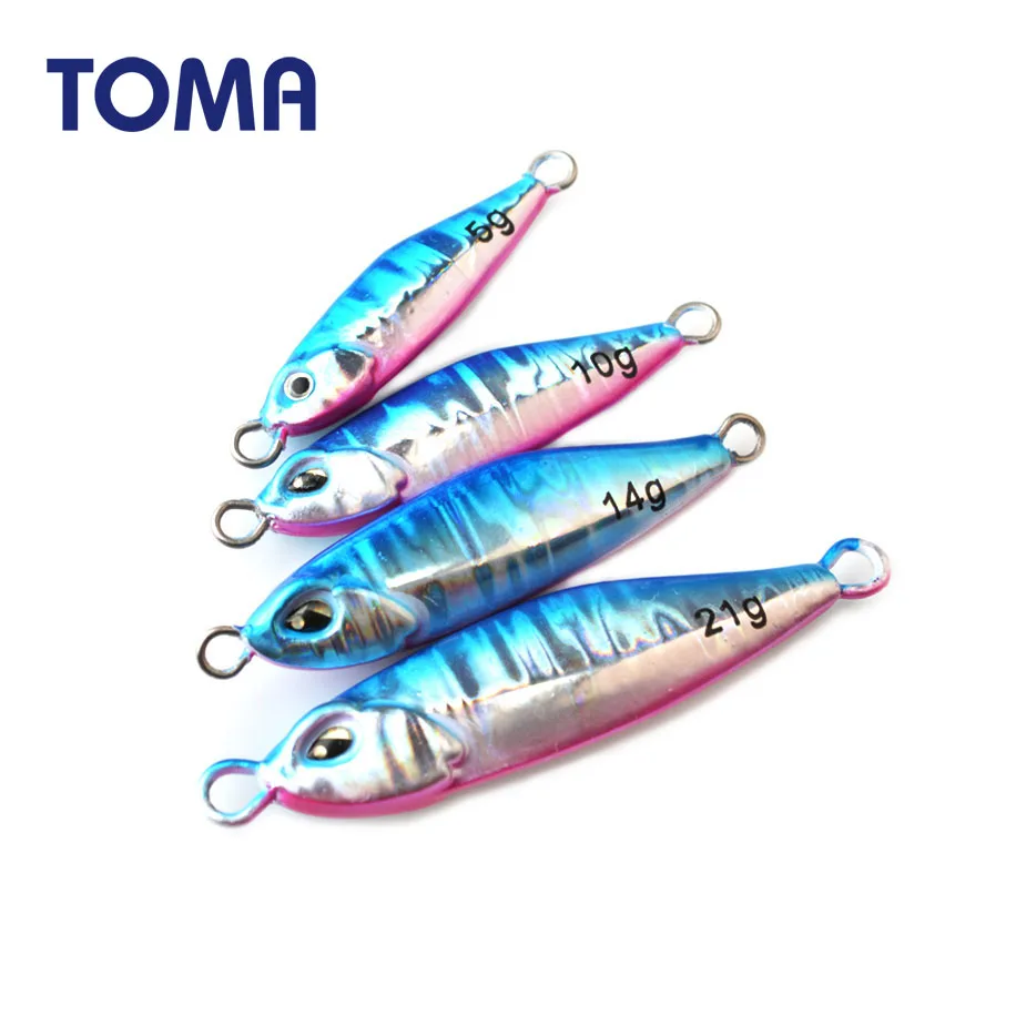 TOMA Micro Metal Jig рыболовные приманки 5 г 10 г 14 г 21 г свинцовая рыба светящаяся блесна приманка для морской рыбалки снасти