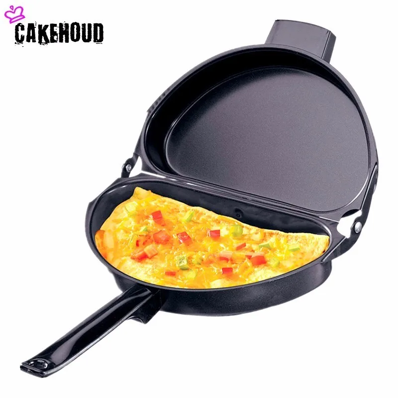 

CAKEHOUD 1PC 23.5cm Portable Non-stick Omelette Folding Pot Stainless Iron Double Side Grill Pan Home Breakfast Production Tools