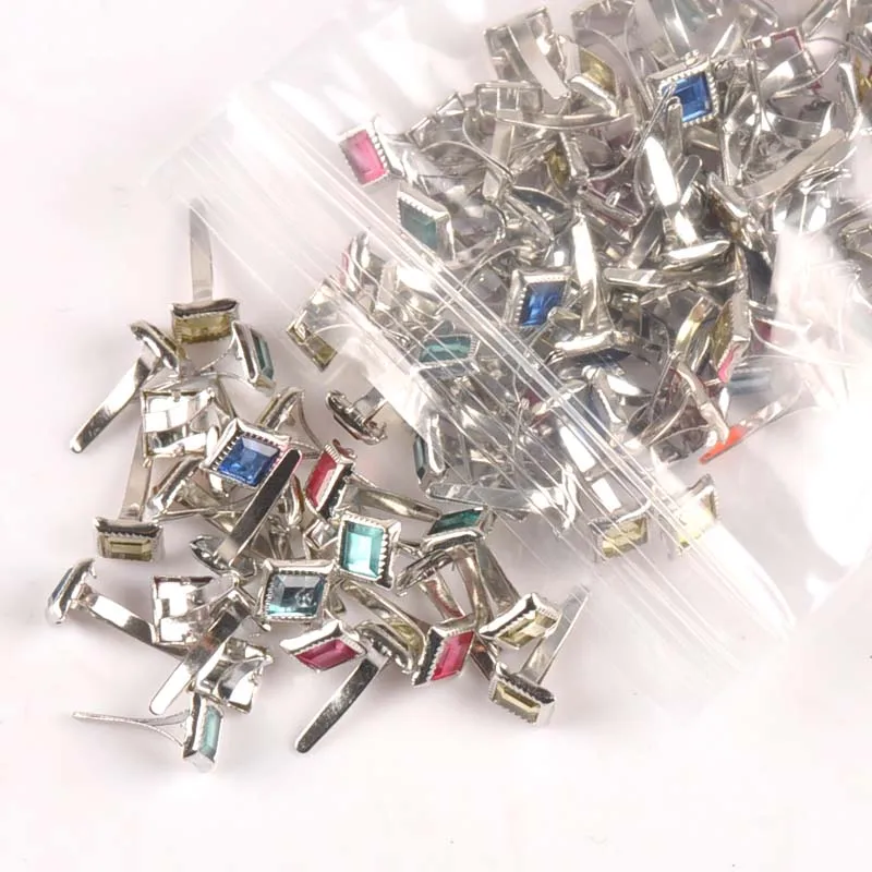 Mixed square Rhinestone Brad Scrapbooking Embellishment Fastener Brads Metal Crafts Shoes Decoration 50PCs 7x7x15mm CP2199 metal brads scrapbooking decoration