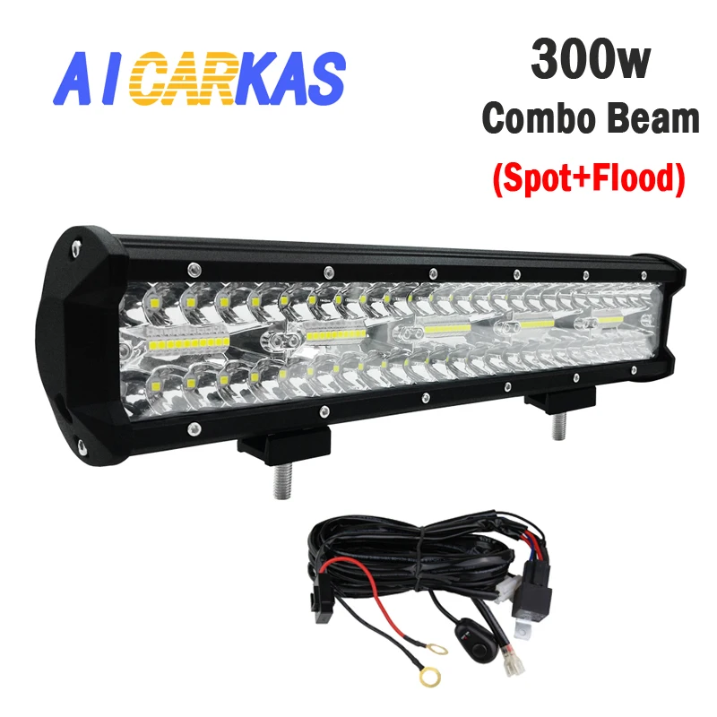 Светодиодный рабочий светильник AICARKAS 12V24V 15 дюймов 300 Вт точечный