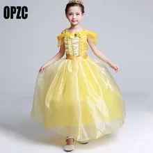OPZC Princess Belle Girls Halloween Costume Children Party Dress Kids Christmas Gift Toddler Dresses for Baby Girls Clothing