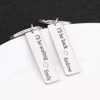 

Name Customized Personalised Keychain Handcrafted Couple Lover Gite 2 pcs/set keyrings Stainless Steel Jewelry Key Pendant
