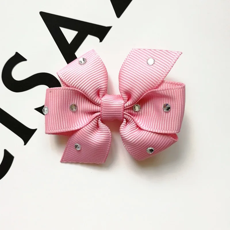 

1PCS Bows Hair Girls Ribborn Bowknot Hair Grip with Crystal Shinning Kids Hairpins Simple Kid Hair Clips Pure Handmade Lovely