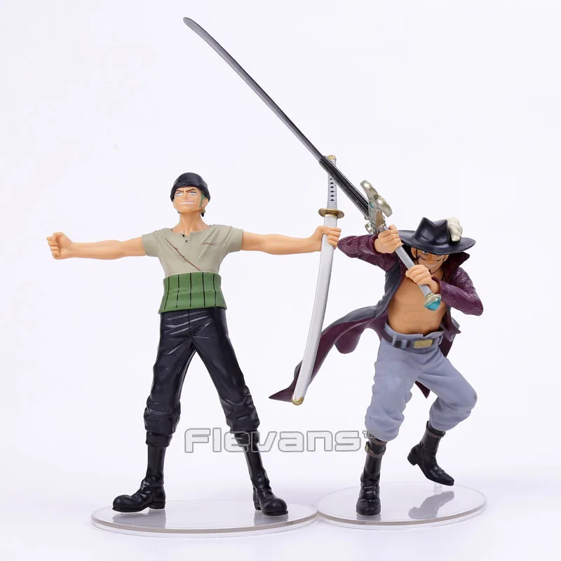 

Anime One Piece Dramatic Showcase 7th senson Roronoa Zoro VS Dracule Mihawk PVC Figures Collectible Model Toys 2pcs/set Boxed