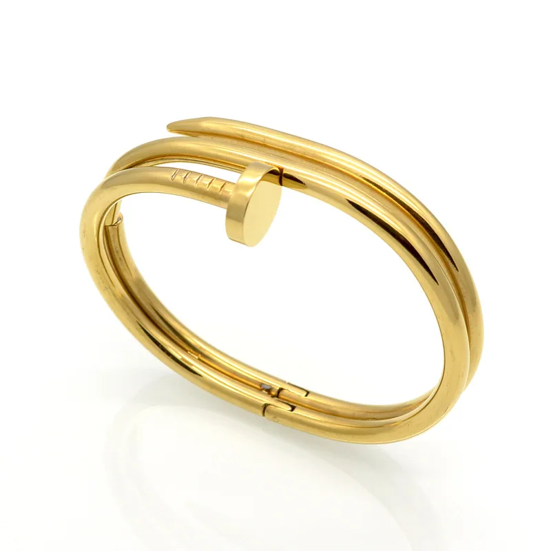 

Womens Stainless Steel Double 2 Loop Luxury Stylish Screws Arrow Bangle Simple Designer Girls lady Bracelets Female Jewelry