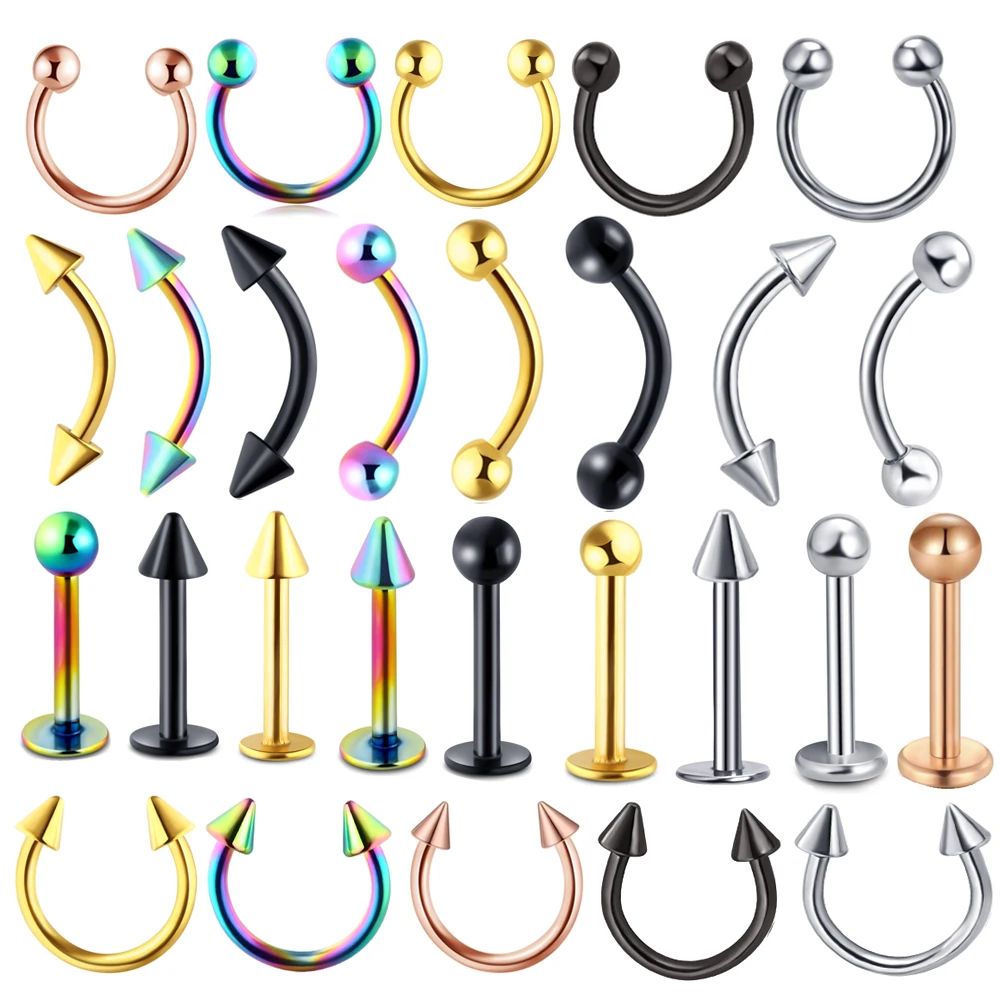 

JUNLOWPY 1pc Steel Belly Button Piercings Ear Studs Captive Nose Hoop Ring Lip Eyebrow Tragus Cartilage Earrings Body Jewelry