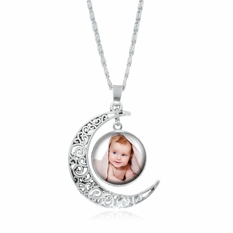 Nouveau 18 Photo Pendentifs Personnalise Lune Collier Photo De Votre Bebe Enfant Belle Aime Cadeau Famille Bijoux Aliexpress