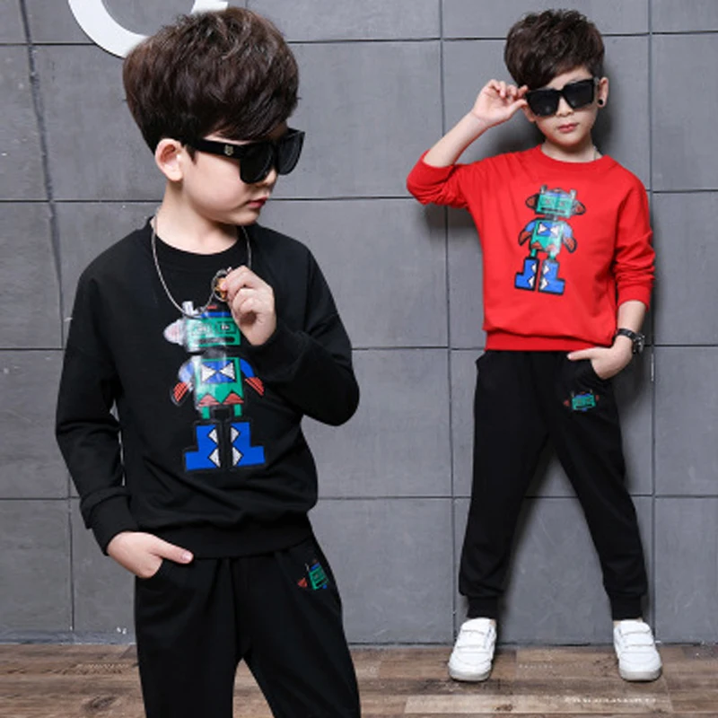 

10 Years Children Sport Costumes Kids Hip Hop Clothing For Boys 2 pieces set robo printing Teenage Boys Clothes Set suit for boy