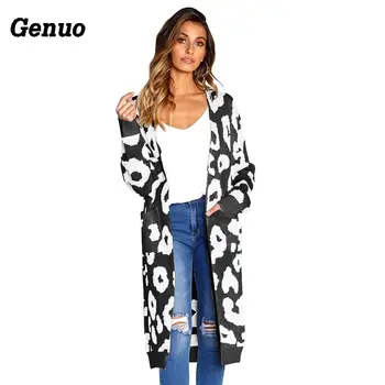 

Spring Autumn Women Floral Jacquard Sweater Elegant Knit Shawl Cardigan Sweater Genuo Casual Long Sweater Coat Tops