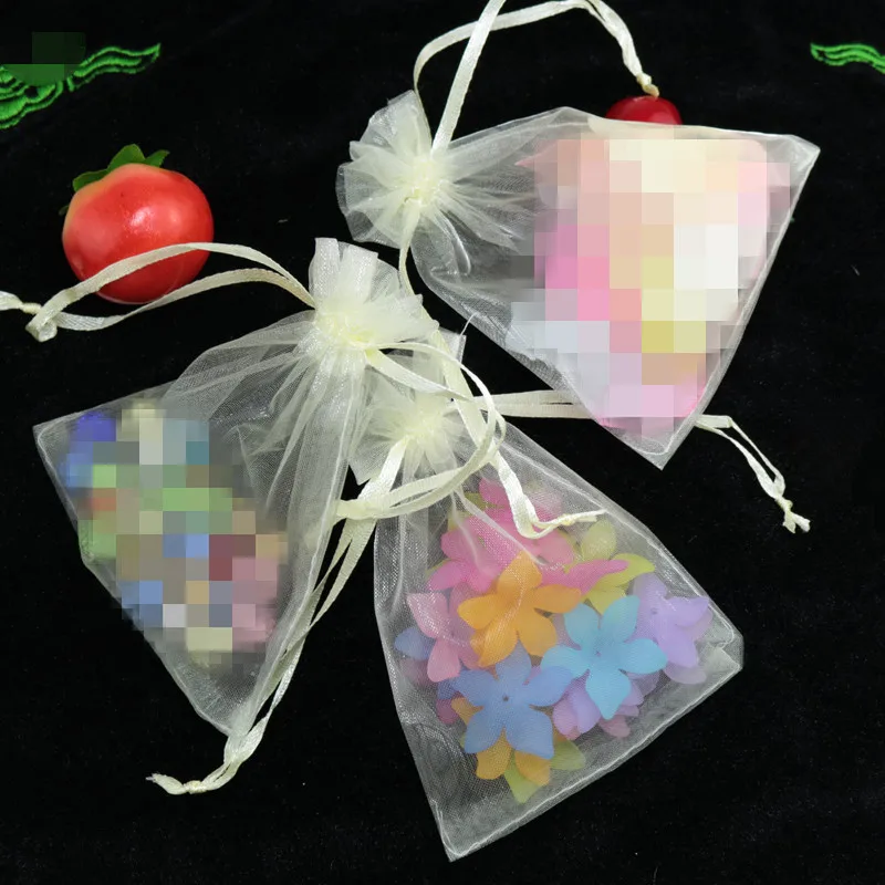 10 шт. подарочные сумки из органзы, украшения на день рождения для детей 7x9 9x12 10x15 13x18, свадебные сувениры и подарочные сумки, товары для свадебной вечеринки - Цвет: D3 Beige White