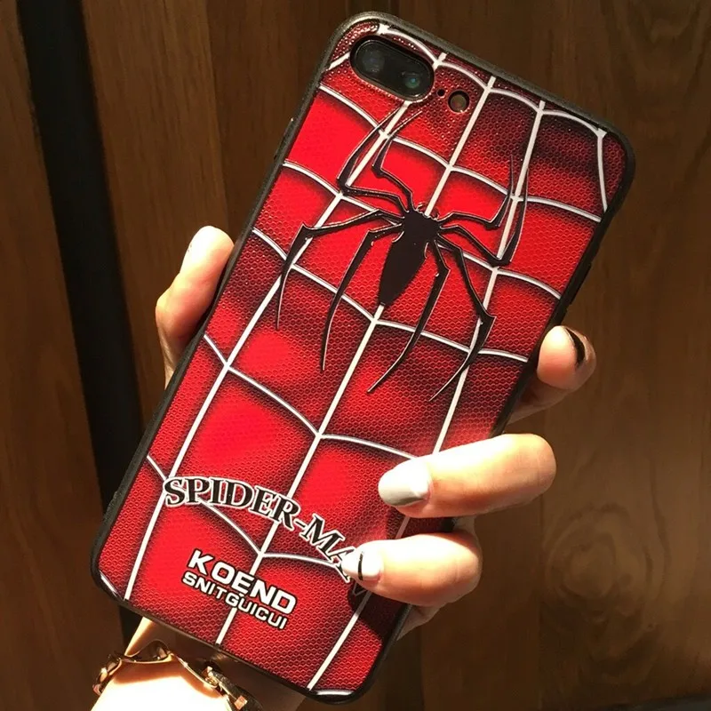3D Рельеф Живопись чехол для iPhone X 8 7 плюс 6 6s TPU + PC Coque Супермен Человек-паук Капитан