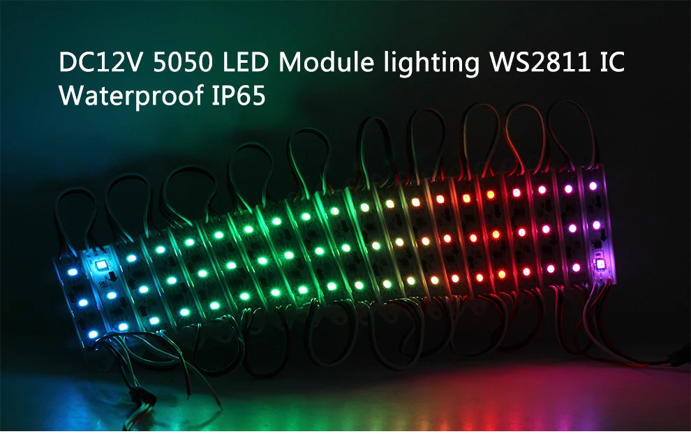 Светодиодный модуль WS2811 3 светодиодный s DC12V IP65 Водонепроницаемый 5050 RGB светодиодный пиксель Цифровой модули освещение 20 шт./лот