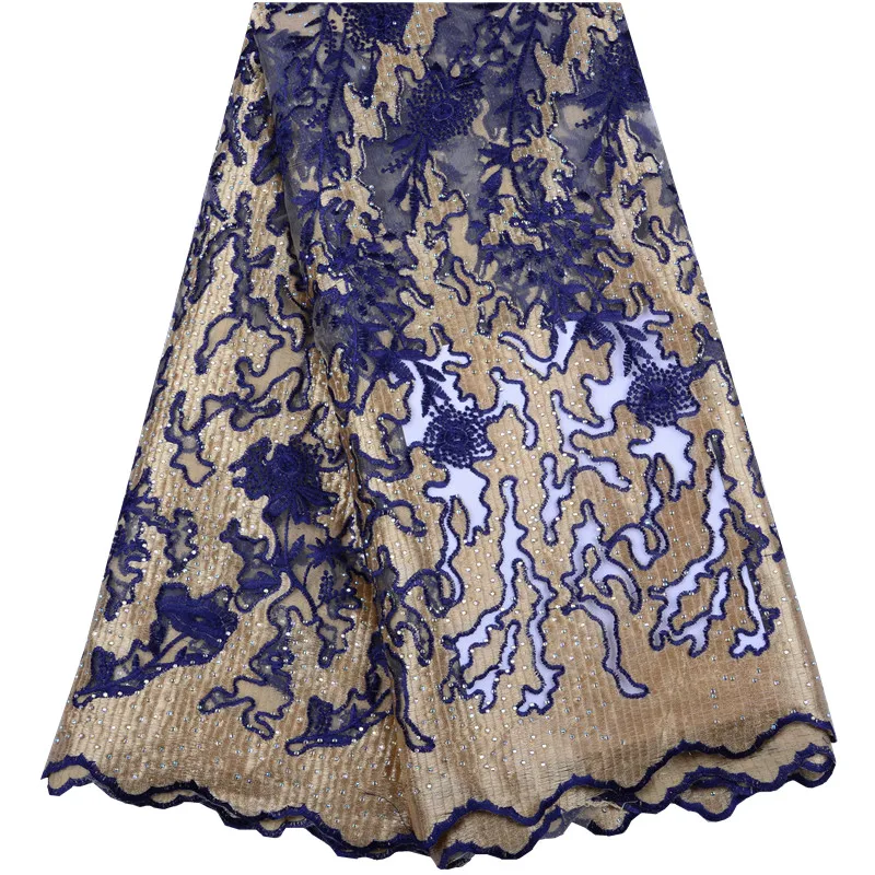 

Latest African Lace Fabric 2019 Swiss Cotton Dry Lace Fabric High Quality French Lace Fabric With Stones For Man And Women Y1493