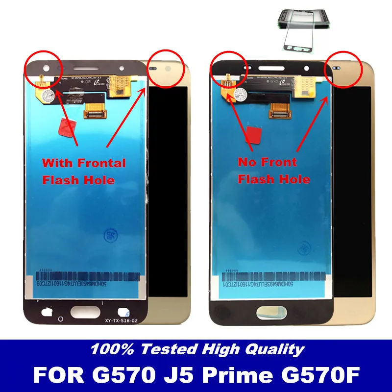 

With Touch Screen Digitizer For Samsung Galaxy J5 Prime G570 G570F G570L Display Tested LCD Replacement Front Frontal Flash Hole