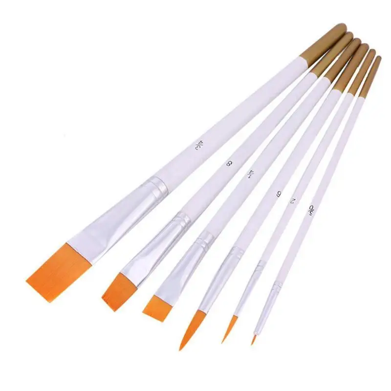

6pcs/set Nylon Hair Paint Brushes Artist Brush for Watercolor Oil Painting Baby Children Drawing Painting Tool Set Supplies