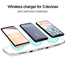 3 in 1 Qi Wireless Charger For iPhone X 8 8 Plus Samsung Note 8 S8 Plus S9 S9 Plus Fast Wireless Charging+2 USB Charging Ports
