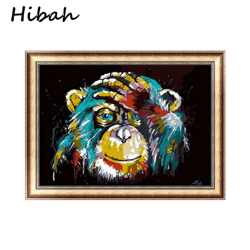 

New DIY Inlay 5D Diamond Painting Painted Orangutan Pattern Art Solid Color Round Diamond Embroidery Cross-stitch