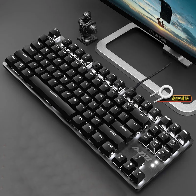 Ajazz металлическая панель 87 клавиш USB Проводная Механическая игровая клавиатура с