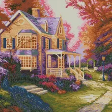 Высокое качество красивый прекрасный Счетный крест комплект вилла дом дома в летнем цветочном дереве