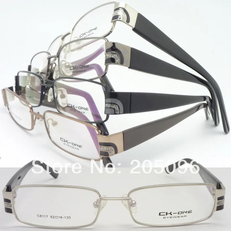 Wholesale C8117 classic woman alloy font part full rim acetate flexi hinge temple rectangle