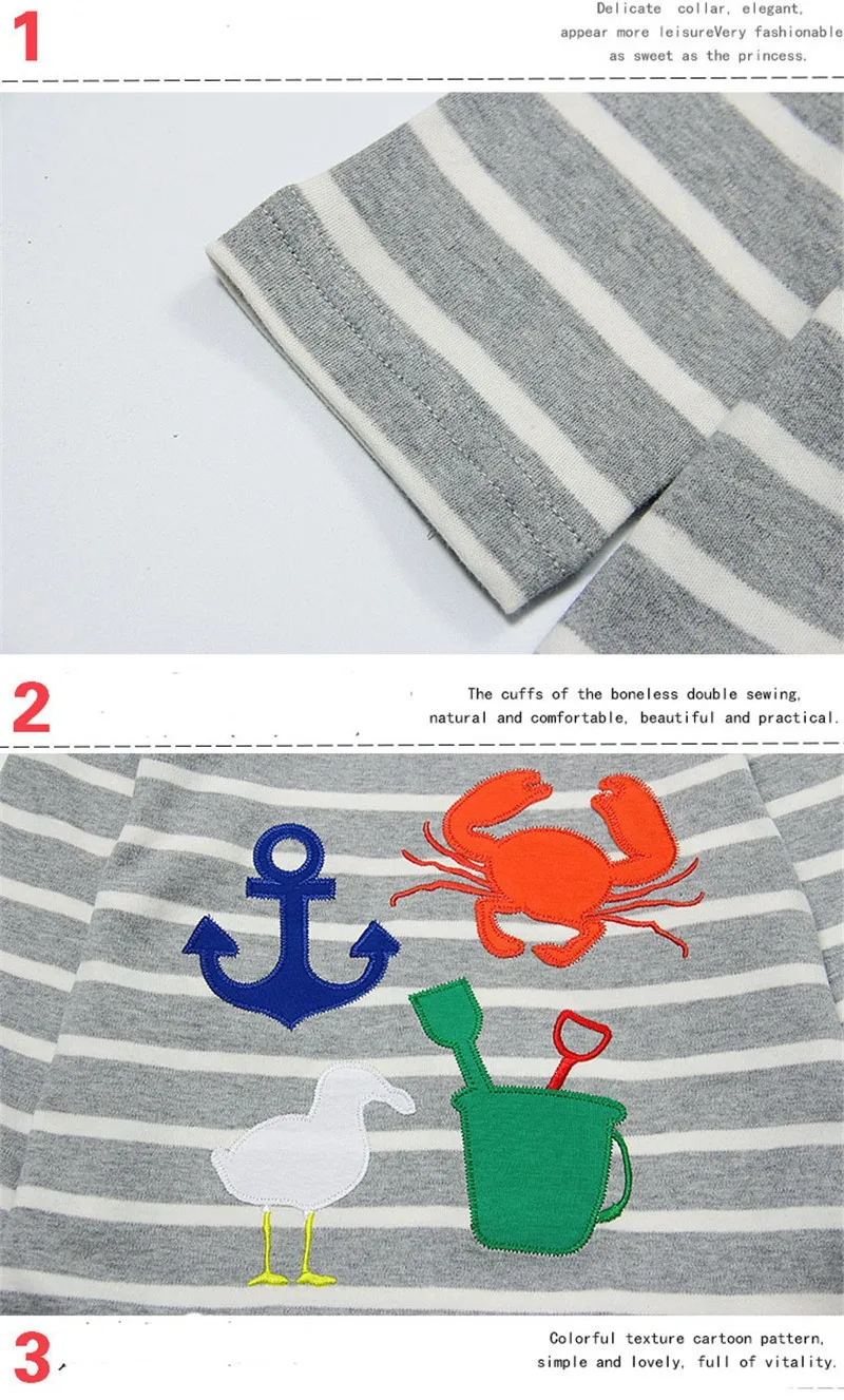 2016 New Children Boy Girls Long Sleeve Cotton T-shirt Clothing For Jumpingbaby 1-6Y Kids Stripped Tees Child Spring Autumn Tops09