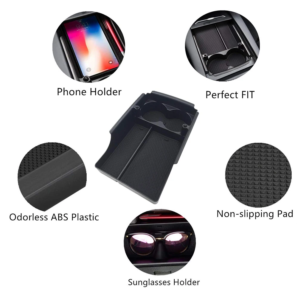 

2types for Tesla Model X Model S 2016 2017 2018 2in1 Center Console Organizer Armrest Storage Box Holder Container Glove Pallet