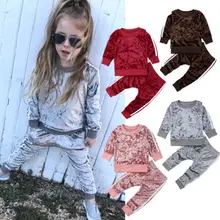 FOCUSNORM/комплект одежды для маленьких мальчиков и девочек; бархатный топ с длинными рукавами; толстовка; длинные штаны; одежда